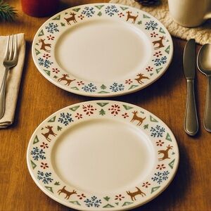 Pfaltzgraff Nordic Holiday Christmas Stoneware Dinner Plates –Set of 2 –10 3/8”